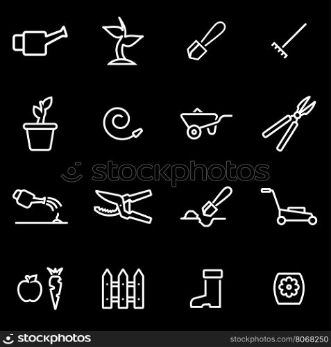 Vector line gardening icon set. Gardening Icon Object, Gardening Icon Picture, Gardening Icon Image - stock vector