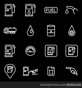Vector line gas station icon set. Gas Station Icon Object, Gas Station Icon Picture, Gas Station Icon Image - stock vector