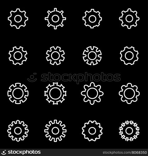 Vector line gear icon set. Gear Icon Object, Gear Icon Picture, Gear Icon Image - stock vector