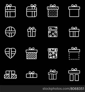 Vector line gift icon set. Gift Icon Object, Gift Icon Picture, Gift Icon Image - stock vector