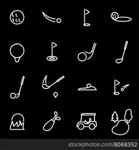 Vector line golf icon set. Golf Icon Object, Golf Icon Picture, Golf Icon Image - stock vector