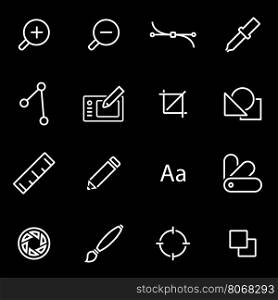 Vector line graphic design icon set. Graphic Design Icon Object, Graphic Design Icon Picture, Graphic Design Icon Image - stock vector