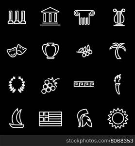 Vector line greece icon set. Greece Icon Object, Greece Icon Picture, Greece Icon Image - stock vector