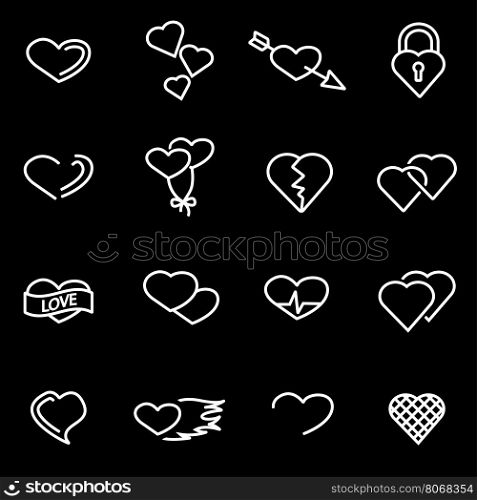 Vector line heart icon set. Heart Icon Object, Heart Icon Picture, Heart Icon Image - stock vector