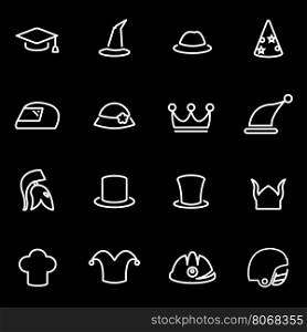 Vector line helmet and hat icon set. Helmet and Hat Icon Object, Helmet and Hat Icon Picture, Helmet and Hat Icon Image - stock vector
