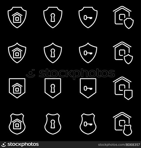 Vector line home security icon set. Home Security Icon Object, Home Security Icon Picture, Home Security Icon Image - stock vector