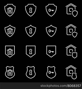 Vector line home security icon set. Home Security Icon Object, Home Security Icon Picture, Home Security Icon Image - stock vector