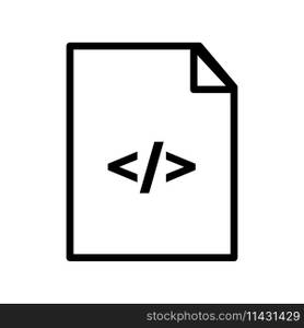 Vector line icon web document contains data from the internet coding program. File sign on the website indicates the use of HTML technology in the business software application.