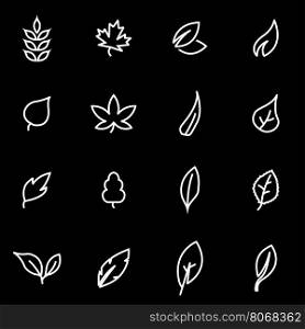 Vector line leaf icon set. Leaf Icon Object, Leaf Icon Picture, Leaf Icon Image - stock vector