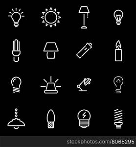 Vector line light icon set. Light Icon Object, Light Icon Picture, Light Icon Image - stock vector