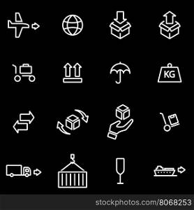 Vector line logistic icon set. Logistic Icon Object, Logistic Icon Picture, Logistic Icon Image - stock vector