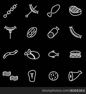 Vector line meat icon set. Meat Icon Object, Meat Icon Picture, Meat Icon Image - stock vector