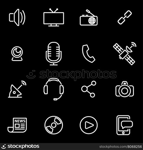 Vector line media icon set. Media Icon Object, Media Icon Picture, Media Icon Image - stock vector