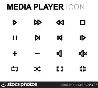 Vector line media player icons set. Vector line media player icons set on white background
