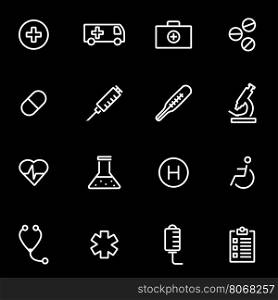 Vector line medical icon set. Medical Icon Object, Medical Icon Picture, Medical Icon Image - stock vector