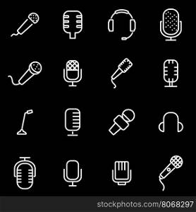 Vector line microphone icon set. Microphone Icon Object, Microphone Icon Picture, Microphone Icon Image - stock vector