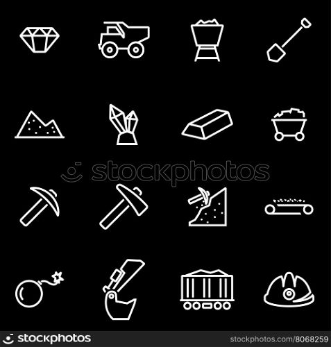 Vector line mining icon set. Mining Icon Object, Mining Icon Picture, Mining Icon Image - stock vector
