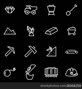 Vector line mining icon set. Mining Icon Object, Mining Icon Picture, Mining Icon Image - stock vector