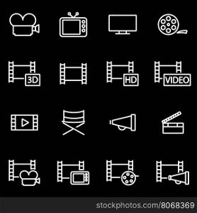 Vector line movie icon set. Movie Icon Object, Movie Icon Picture, Movie Icon Image - stock vector