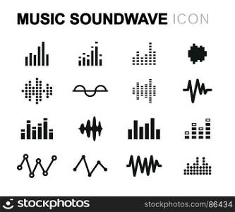 Vector line music soundwave icons set. Vector line music soundwave icons set on white background