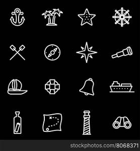 Vector line nautical icon set. Nautical Icon Object, Nautical Icon Picture, Nautical Icon Image - stock vector