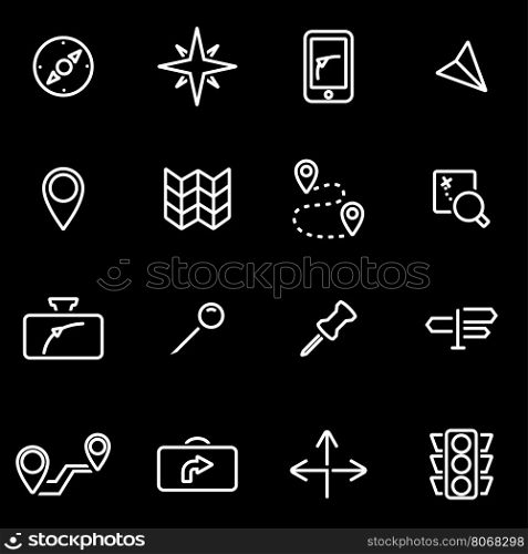 Vector line navigation icon set. Navigation Icon Object, Navigation Icon Picture, Navigation Icon Image - stock vector