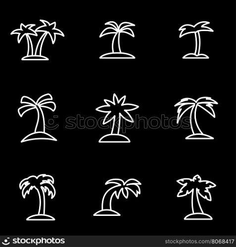 Vector line palm icon set. Palm Icon Object, Palm Icon Picture, Palm Icon Image - stock vector