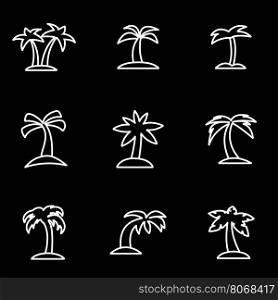 Vector line palm icon set. Palm Icon Object, Palm Icon Picture, Palm Icon Image - stock vector