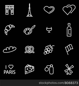 Vector line paris icon set. Paris Icon Object, Paris Icon Picture, Paris Icon Image - stock vector