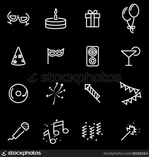 Vector line party icon set. Party Icon Object, Party Icon Picture, Party Icon Image - stock vector