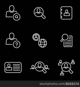 Vector line people search icon set. People Search Icon Object, People Search Icon Picture, People Search Icon Image - stock vector