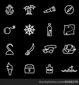Vector line pirate icon set. Pirate Icon Object, Pirate Icon Picture, Pirate Icon Image - stock vector