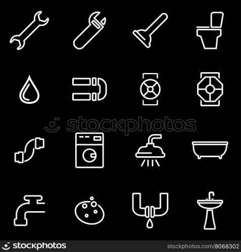 Vector line plumbing icon set. Plumbing Icon Object, Plumbing Icon Picture, Plumbing Icon Image - stock vector