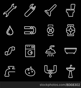 Vector line plumbing icon set. Plumbing Icon Object, Plumbing Icon Picture, Plumbing Icon Image - stock vector
