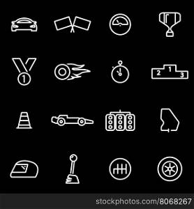 Vector line racing icon set. Racing Icon Object, Racing Icon Picture, Racing Icon Image - stock vector