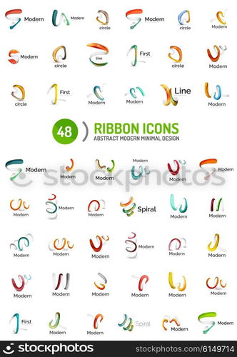 Vector line ribbon logo set. Vector line ribbon logo set. Abstract linear design business icons