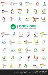 Vector line ribbon logo set. Vector line ribbon logo set. Abstract linear design business icons