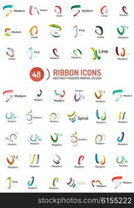 Vector line ribbon logo set. Vector line ribbon logo set. Abstract linear design business icons