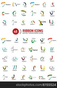 Vector line ribbon logo set. Vector line ribbon logo set. Abstract linear design business icons