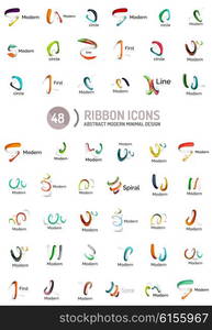 Vector line ribbon logo set. Vector line ribbon logo set. Abstract linear design business icons