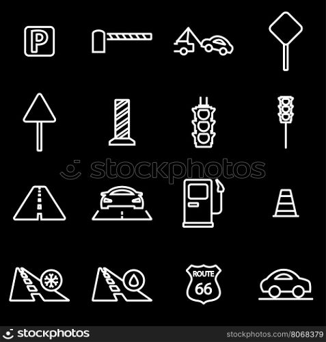 Vector line road icon set. Road Icon Object, Road Icon Picture, Road Icon Image - stock vector