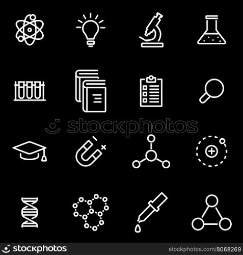 Vector line science icon set. Science Icon Object, Science Icon Picture, Science Icon Image - stock vector