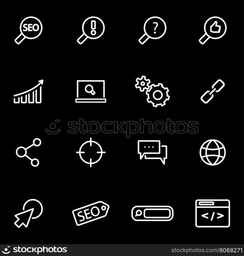 Vector line seo icon set. Seo Icon Object, Seo Icon Picture, Seo Icon Image - stock vector