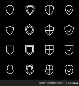 Vector line shield icon set. Shield Icon Object, Shield Icon Picture, Shield Icon Image - stock vector