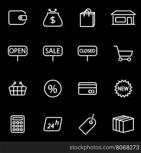 Vector line shop icon set. Shop Icon Object, Shop Icon Picture, Shop Icon Image - stock vector