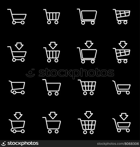 Vector line shopping cart icon set. Shopping Cart Icon Object, Shopping Cart Icon Picture, Shopping Cart Icon Image - stock vector