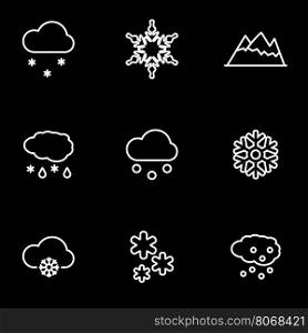 Vector line snow icon set. Snow Icon Object, Snow Icon Picture, Snow Icon Image - stock vector