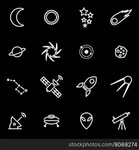 Vector line space icon set. Space Icon Object, Space Icon Picture, Space Icon Image - stock vector