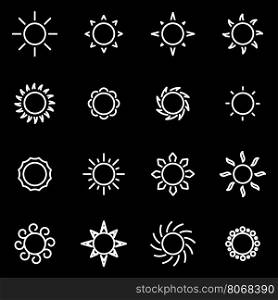 Vector line sun icon set. Sun Icon Object, Sun Icon Picture, Sun Icon Image - stock vector