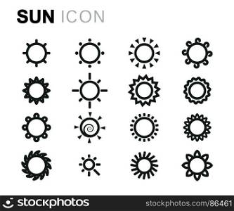Vector line sun icons set. Vector line sun icons set on white background